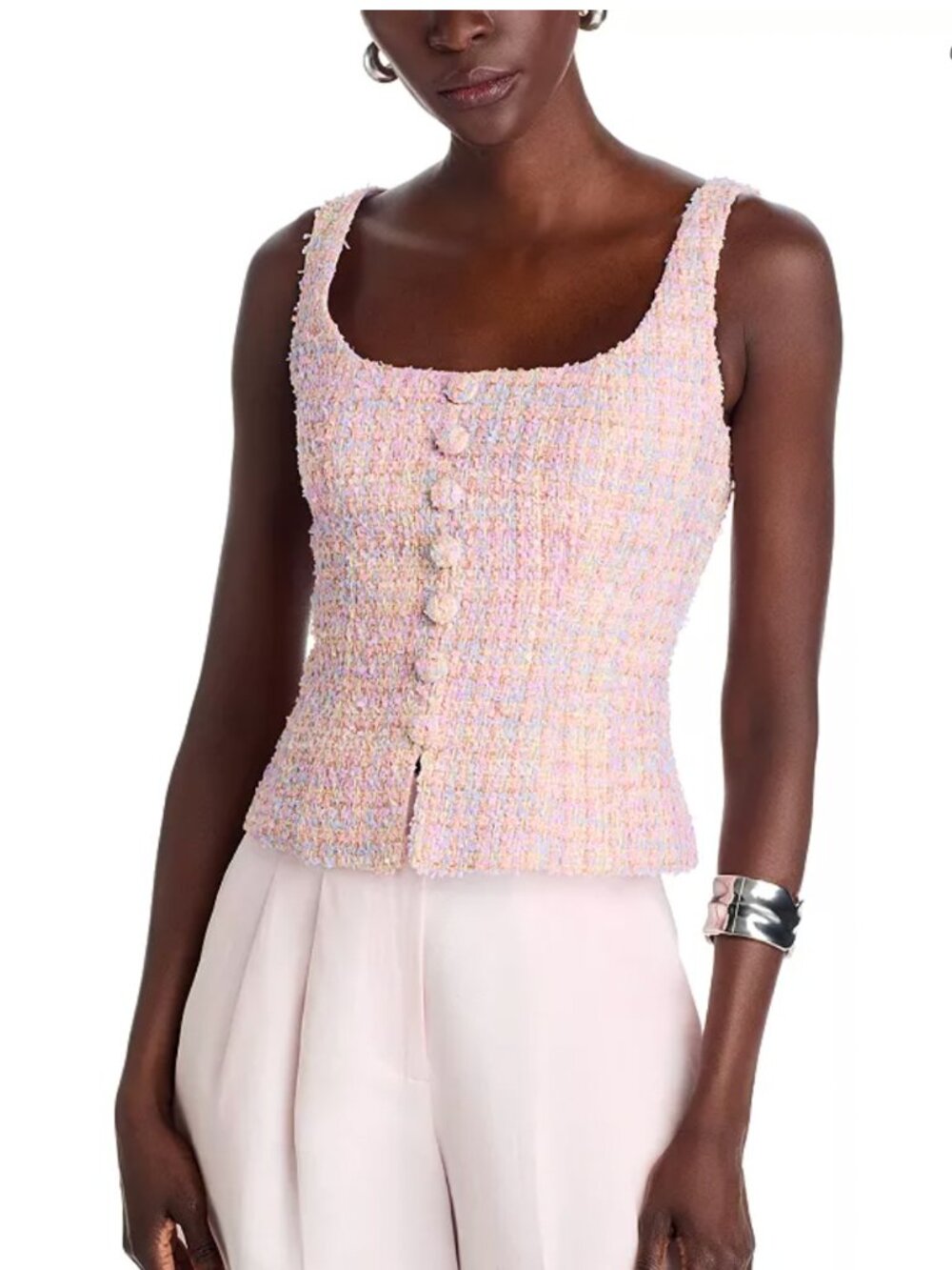 AQUA Rainbow Tweed Sleeveless Top Size XS